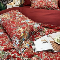 100% ensembles de housse de couette en coton biologique à longues fibres égyptiennes Style américain 60s 4 pièces 300 fils