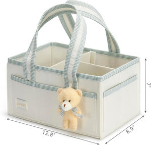 Caddy de pañales de fieltro de primera calidad con divisores desmontables Diseño elegante de guinga Portátil espacioso <span class=keywords><strong>para</strong></span> artículos esenciales <span class=keywords><strong>para</strong></span> bebés - Product Image 2