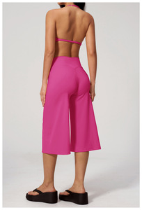 Conjunto de Yoga Yiyi para Mujer, Elástico en 4 Direcciones, Suave como la Mantequilla y Agradable al Tacto, Cuello en V, Espalda Cruzada, Pantalones de Cintura Alta y Pierna Ancha para Entrenamiento - Product Image 4