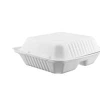 SUMKOKA Boîte de canne à sucre biodégradable à 3 compartiments sans PFAS de haute qualité Boîte de bagasse à hamburger Boîte de bagasse à clapet