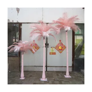 Wedding Artificial Palm Tree Indoor Hall Outdoor Decor Pink Plastic Large Artificial Plant Palm Tree For Sale