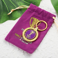 Porte-clés en alliage de zinc plaqué or, rotatifs, personnalisables avec logo, vente en gros, avec emballage