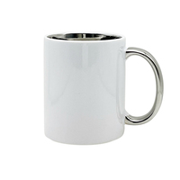 Mug en céramique vierge pour sublimation, avec anse et bordure métalliques, intérieur en porcelaine, tasse à café, vaisselle, gamme commerciale en gros
