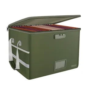 صندوق تخزين مقاوم للماء بمقبض سعة كبيرة, صندوق تخزين A4 قابل للطي مضاد للحريق ، صندوق لحفظ الملفات ، يأتي باللون الأخضر