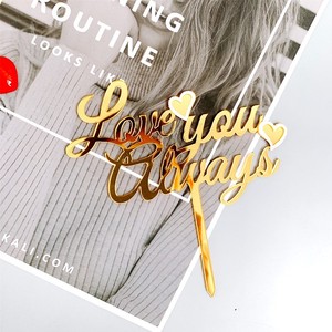 Adorno Acrílico para Pastel de San Valentín con Diseño de Corazón Rojo y Dorado, con la Frase 'Honey And Sweetness Love You Always' - Product Image 5