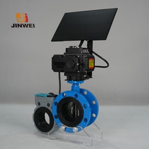 Dn100 nước <span class=keywords><strong>WIFI</strong></span> điện thoại di động từ xa thông minh năng lượng mặt trời điện Van bướm với tốc độ dòng chảy màn hình - Product Image 2