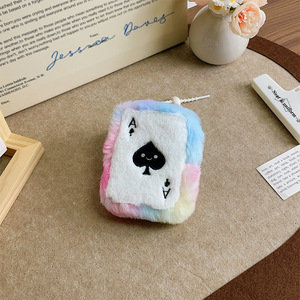 Monedero de Peluche con Diseño de Cartas de Póker, Estilo Original, para Guardar Artículos Pequeños, Bolsa para Lápiz Labial para Niñas, Venta al Por Mayor - Product Image 4