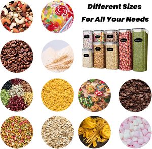 Lot de 8 bocaux de rangement avec couvercle, hermétiques, sans BPA, anti-mites, organisateur de cuisine, conteneur de stockage pour céréales et <span class=keywords><strong>cornflakes</strong></span> avec étiquettes - Product Image 4
