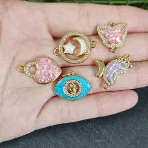 Unique 18K Gold Plated Jewelry Connector Charm Multi Colors Opal Gemstone Pendant For Jewelry Making Necklace Earrings Bracelet