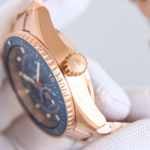 Reloj de pulsera de lujo para hombre, edición limitada, automático, mecánico, caja de oro rosa, fase lunar, calendario completo, esfera azul esqueletizada, Elite - Product Image 3