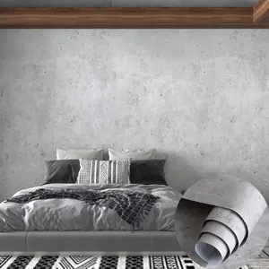 ORON wallpaper 3d Matte abu-abu muda vinil bertekstur, wallpaper kupas dan tempel semen beton dapat dilepas untuk kamar tidur