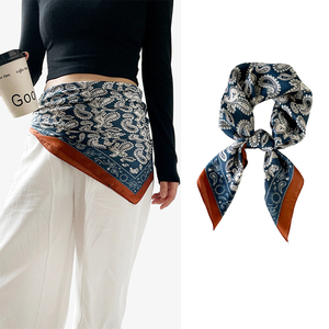 <span class=keywords><strong>Elegante</strong></span> <span class=keywords><strong>Sciarpa</strong></span> in Raso Stampata Paisley <span class=keywords><strong>Blu</strong></span> e Marrone Stile Retrò, Multiuso per Donna, Perfetta come Fascia per la Vita o Bandana per il Collo, Regalo Ideale per Donne - Product Image 1