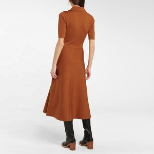 Robe mi-longue en laine pour femmes, vêtements européens personnalisés, tricot, basique, décontracté, hiver, automne - Product Image 3