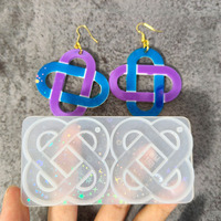 Moule en silicone YS pour pendentif boucle d'oreille nœud holographique Paix et Bonne Fortune, outils uniques pour la création artisanale de bijoux en résine au laser