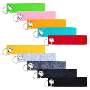 Promotional Gifts Cheap Keyrings Multi-Color Felt Wrist Blanks Keychains Diy Tag Key Rings Printing Logo Keychain With Key Ring