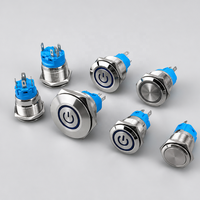 12mm 16mm 19mm 22mm 25mm 30mm IP65 Sakelar Tombol Tekan LED Cincin Bercahaya Elektronik Tahan Air Logam dengan Pengunci dan Mode Momentary