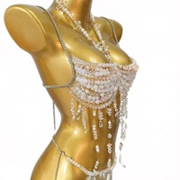 Bralette perlée et chaîne de hanche, cadeau de fête d'anniversaire, haut sirène, tenue d'anniversaire, vêtements de plage