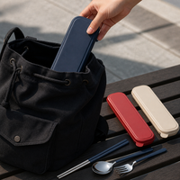 Ensemble de couverts en acier inoxydable rouge doré de qualité supérieure, cuillère, fourchette, baguettes, 3 pièces, étui portable, réutilisable, ensemble cadeau pour les voyages et les affaires
