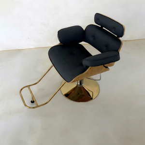 Modern Hydraulic Barber Chair Swivel Salon Styling Chair Black Cushioned Hairdressing Seat for Barber Shop - Product Image 1