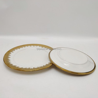 Assiettes à dîner de luxe écologiques en céramique galvanisée polie bord or Assiettes dorées de mariage vintage en porcelaine avec logo personnalisé