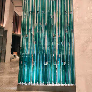 Paravent en verre doré sur mesure pour salon, maison, hôtel, restaurant, hall, lobby – Design <span class=keywords><strong>de</strong></span> cloisonnement en métal, séparation murale - Product Image 2