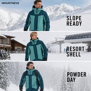 Veste de ski technique pour <span class=keywords><strong>homme</strong></span> avec capuche, blocs de couleur, poches zippées et cordon de serrage, poignets élastiques, idéale pour le ski en montagne – Pour marques de détail - Product Image 4