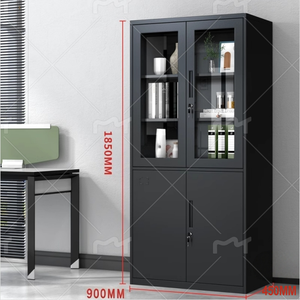 Armoire de classement métallique 1850 mm H avec portes vitrées verrouillables, mobilier de rangement de bureau, utilisation à domicile ou au bureau - Product Image 1