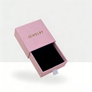 Solid Color Square Paper Jewelry <b>Box</b> with Velvet Lining Drawer Design for <b>Earrings</b> & Rings Packaging Customizable Logo - Product Image 5