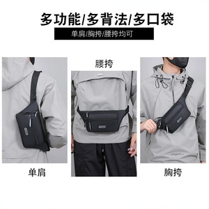 JINGPIN Men's And Women's Outdoor Sports Waist Bag Water Resistant Oxford Cloth Multi Layer Running Fanny Pack - Product Image 4