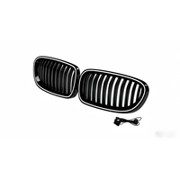 Rejilla Delantera Doble Línea Negra Brillante para BMW Serie 5 F10 F11 2011-2016, Rejilla de Parachoques de Plástico ABS