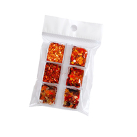 Boîte de 6 compartiments de paillettes pour ongles en forme de feuille d'érable d'automne, sequins hexagonaux holographiques orange-brun, décorations saisonnières pour nail art