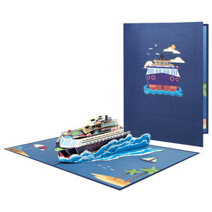 Tarjeta <span class=keywords><strong>de</strong></span> felicitación creativa original 3D papel hecho a mano tallado tarjeta emergente <span class=keywords><strong>de</strong></span> barco <span class=keywords><strong>de</strong></span> crucero <span class=keywords><strong>de</strong></span> mar profundo - Product Image 1