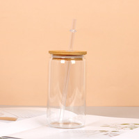 Nouvelle Tendance 2026 – Bouteille d'eau en verre dépoli avec couvercle en bambou et paille, 20oz et 16oz, pour boissons gazeuses