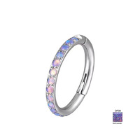 2024 diskon besar grosir 8/10mm baja tahan karat tubuh tindik perhiasan Opal hidung cincin berengsel Opal Septum untuk wanita