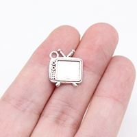 Pendentif Antenne TV Rétro 15x13mm en Alliage de Zinc Argent Vieilli pour Bijoux de Fan de Dessins Animés Vintage