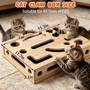 2026 Boîte d'enrichissement interactive pour chat, grand format, avec lime à griffer et papier abrasif, alternative sans stress aux coupe-ongles, jouet - Product Image 6