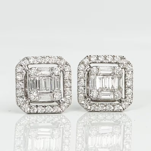 Elegantes Pendientes de Diamantes con Doble Halo, 0.58 Ct, Diamantes Naturales o de Laboratorio en Oro Sólido de 14K o 18K, Regalo de Boda para Mujer - Product Image 1