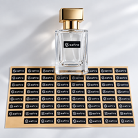 Label Logo Hitam Kustom Perekat Sendiri Tahan Air untuk Cetak Stiker Parfum Kosmetik Kemasan Hadiah Lembaran atau Gulungan