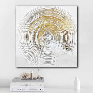 <span class=keywords><strong>Peinture</strong></span> à l'huile <span class=keywords><strong>abstraite</strong></span> dorée en spirale, faite à la main, encadrée, prête à accrocher pour la décoration intérieure - Ventes flash - Product Image 6