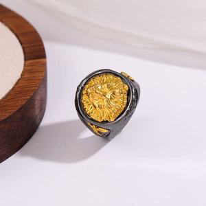 실버 도금 스테인리스 스틸 사자 반지 (남성용) 트렌디 약혼/결혼 선물 (마노석 포함) - Product Image 3