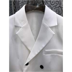 Haute qualité nouveau <span class=keywords><strong>Blazer</strong></span> manteaux 2025 printemps été femmes col cranté noir bouton poche Patchwork à manches longues blanc Blazers - Product Image 4