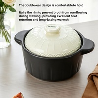 Casserole en céramique émaillée antiadhésive durable de grande capacité compatible avec les cuisinières à gaz
