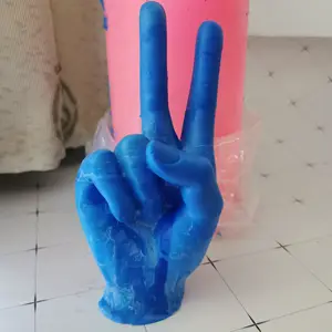 DIY石膏模具艺术装饰人类手3D胜利手指蜡烛模具