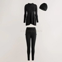 Maillot Modeste Burkini avec Hijab 3 Pièces OEM/ODM Fermeture Éclair Séchage Rapide Long Burkini Musulman
