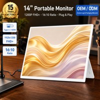 Moniteur portable 14 pouces 16:10 1920x1200 FHD+ IPS 300 nits ultra-fin Type-C avec haut-parleur intégré pour ordinateur portable professionnel