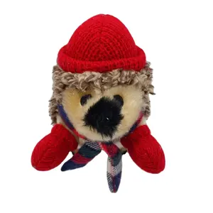 Оптовая продажа, Мягкая вязаная игрушка, плюшевый ежик с вязаной Красной шляпой и перчатками