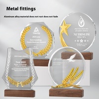 Médaille en bois massif personnalisable Plaque octogonale Commémoration de la retraite des employés exceptionnels Trophée en cristal de la réunion annuelle