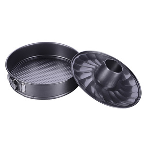 Molde para pastel, juego de tres piezas, redondo, de acero al carbono, antiadherente, con base con cierre tipo chimenea, bandeja para hornear pasteles y productos horneados - Product Image 1