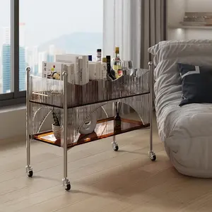 Small Side Table Removable Cart Sofa Side Coffee Table Amber Acrylic Storage Cabinet
