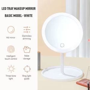 Miroir de maquillage portable moderne à LED avec charge USB, 3 couleurs, carré, pour chambre à coucher, rechargeable, commande tactile - Product Image 6